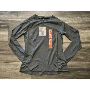 NWT Spyder Active Womens Long Sleeve Top Heather Black Thumb Zip Pocket Size M
